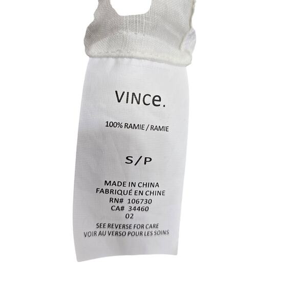 Vince Women's White Ramie Short Sleeve Summer Top, Size S - Picture 7 of 12
